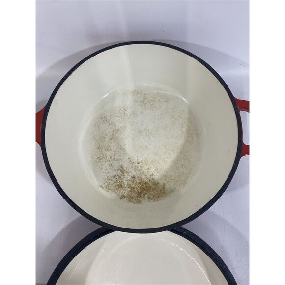 Bruntmor 2 In 1 Red Cast Iron Enamel Skillet Dutch Oven Combo W/ Lid 5 Qts Red - Picture 4 of 10